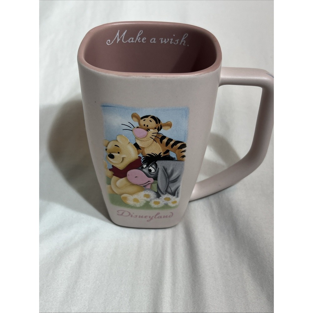 Disney Parks Disneyland Winnie the Pooh Tigger Eeyore Piglet Pink Square Mug